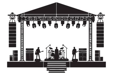 Silhouette Band On Stage Concert Performance Music Entertainment Celebration Rock clipart