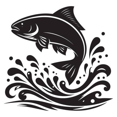 Sudan Atlayan Balık Silueti Vahşi Yaşam Nehri Okyanusu