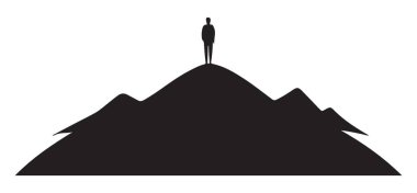 Dağ Zirvesi Zirvesinde Tek Başlı Bir Şeklin Silüeti