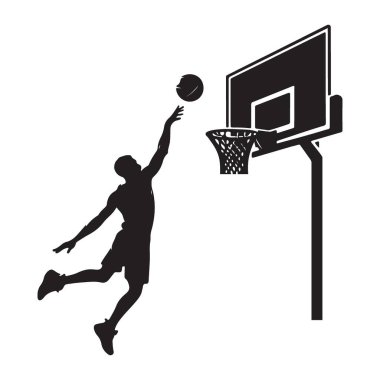 Siluet Basketbol Oyuncusu Sayı Sepeti Eylem Vektörü İllüstrasyonu