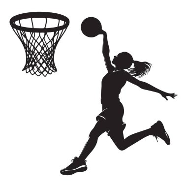 Siluet Kız Basketbolcu Sayı Vektörü İllüstrasyon Tasarımı