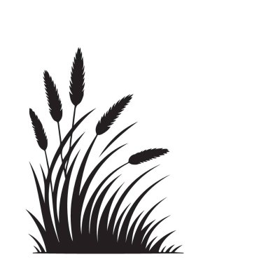 Doğal organik tarım manzarası için ot ve buğday silueti çizimi