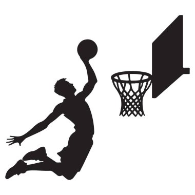 Siluet basketbol oyuncusu vektör sporu çizimi yapıyor