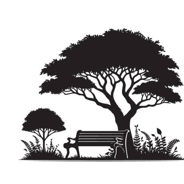 Park Bench Ağacın Altında Görüntü Resimleri Rahatlama ve Huzur Sahnesi