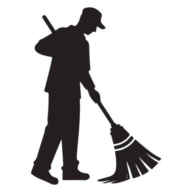 Sokak Temizleyicisi Siluet İşçisi Sokakları Temizliyor Hergün Çalışkan Hayat