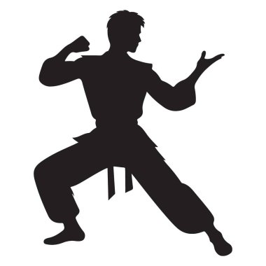 Dövüş Sanatları Silüeti Dojo 'da Savunma Hareketi