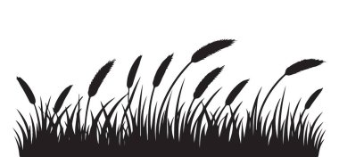 Çimen Silueti Vektör Alanı Doğal Çevre Çizimi