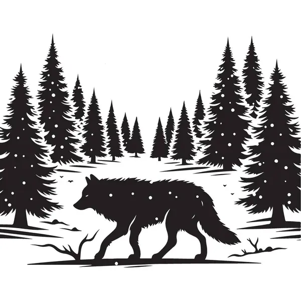 Kış Ormanı Peyzaj Tasarımında Görkemli Kurt Görünümü