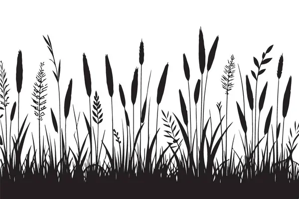 Siluet Çimeni Clipart Vektör Grafiksel Dekoratif Kenarlık Tasarımı