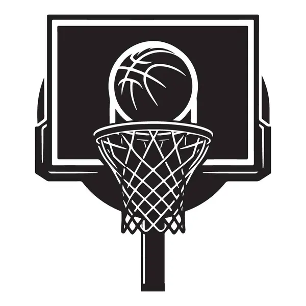 Basketbol potası ve top silueti kapalı alanda yapılan bir spor grafiği