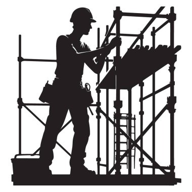 İnşaat İşçisi İnşaat Projeleri İçin Siluet Resimlerini Birleştiriyor