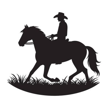 Kovboy Binici At Silueti Vektör Grafik Binici Tasarımı