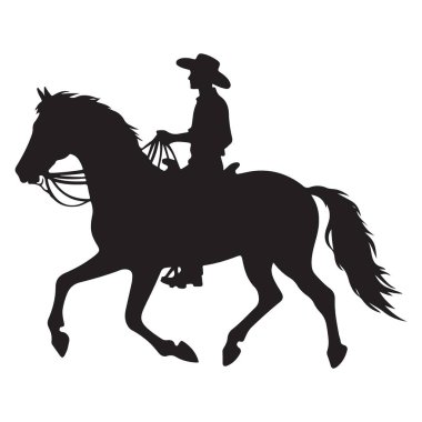 Siluet Kovboy Çiftçiler ve Çiftçiler için At Sürücüsü Sanat Yazıcısı