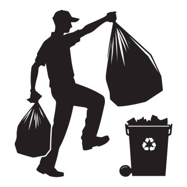 Atık Yönetim Projeleri için Çöp Toplayıcı Silüeti Çizimi
