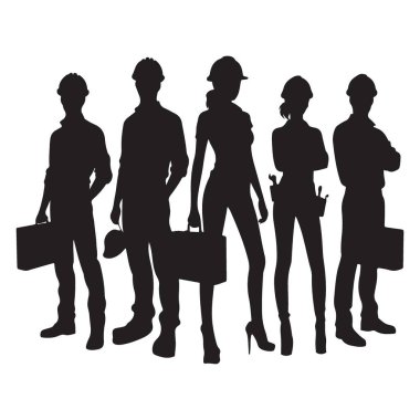 Siluet İnşaat İşçileri Proje Oluşturmak için Vektör İllüstrasyonu