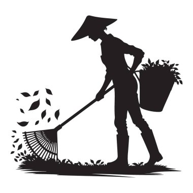 Siluet Kadın Tırmık Yaprakları Sonbahar Tasarımları için Vektör Resimleri