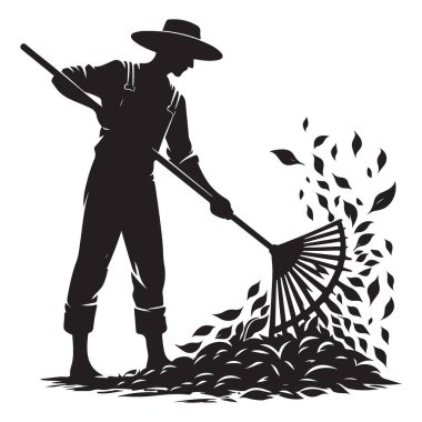 Sonbahar sezonunda Çiftçi Tırmık Yaprakları 'nın Silueti