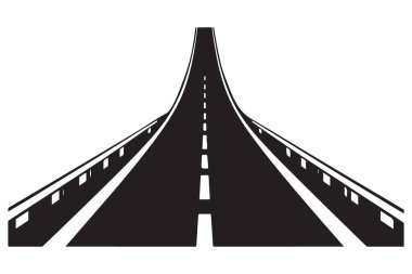 Ufuk perspektifi illüstrasyon vektörüne götüren Siluet yolu