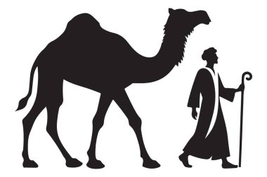 Siluet Bedevi Deve Çizimi Gezgin Çöl Gezgini Vektör ResmiComment