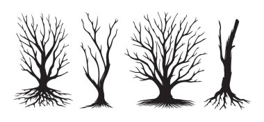 Ölü Ağaç Koleksiyonu Siluetleri Yapraksız Vektör Sanatı