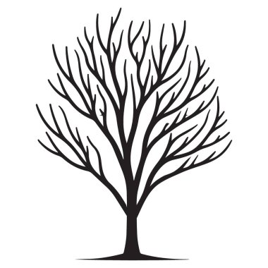 Güz ve Kış sezonu için Çıplak Ağaç Silüeti Çizimi