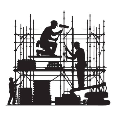 İnşaat İşçileri Silueti İnşaat Alanı Vektör ResimleriName