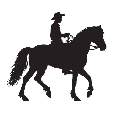 Kovboy Silueti Binici At Binicisi Batı Tarzı Vektör ResmiComment