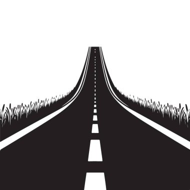 Seyahat Projeleri için Uzun Yol İlerisi Silüet Vektör Grafik Tasarımı