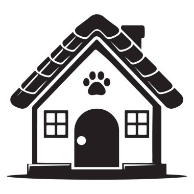 Evcil hayvan bakım tasarımları için köpek evi illüstrasyon silüeti vektörü