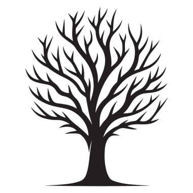 Sonbahar ve kış tasarımları için tek bir çıplak ağaç çizimi