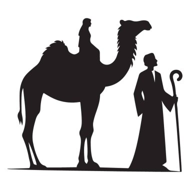 Siluet deve kervanı nakliye çöl vektör dosyası