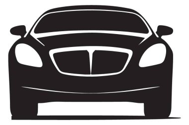 Otomotiv ve Tasarım Amaçlar için Zarif Araba Silueti Ön Görünümü