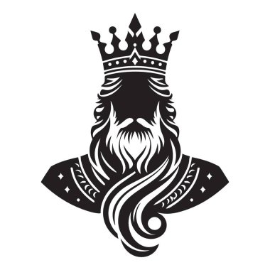 Siluet Soylu Kral Crown Vektör İllüstrasyon Grafik Eserleri Giyiyor