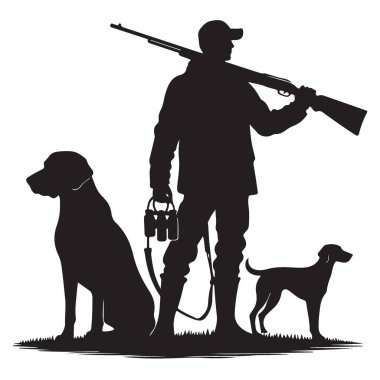 Köpek Vektörü Grafik Tasarımlı Siluet Avcısı