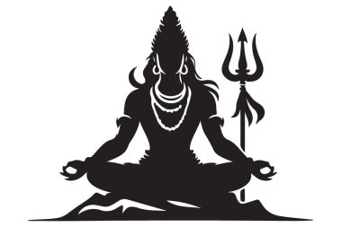 Hindu fanatikler ve tasarımcılar için Lord Shiva Siluet Vektör İllüstrasyonu