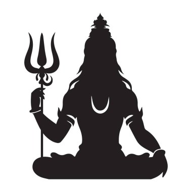 Lord Shiva Siluet Vektör İllüstrasyon Hindu Tanrı Meditasyon Barış
