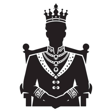 Görkemli Kral Siluet Kraliyet Tasarımları için Tahtta Oturuyor