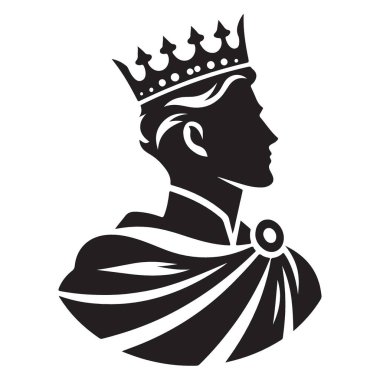 Soylu Kral Siluet Profil Portresi Tasarım Vektörü İllüstrasyonu
