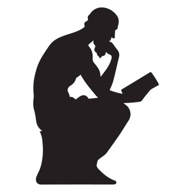 Düşünen Heykel Görüntü Vektör Sanatının Silueti