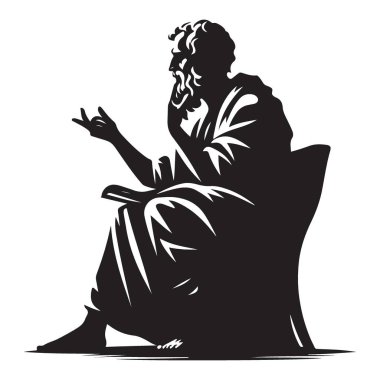 Oturmuş Düşünen Adam 'ın Silueti Felsefenin Sembolü