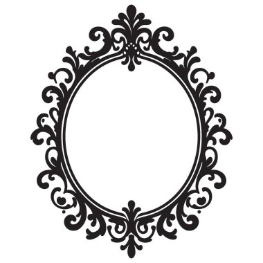 Süslemeli Oval Çerçeve Vektörü Tasarım Sanatsal Dekorasyon Elemanı