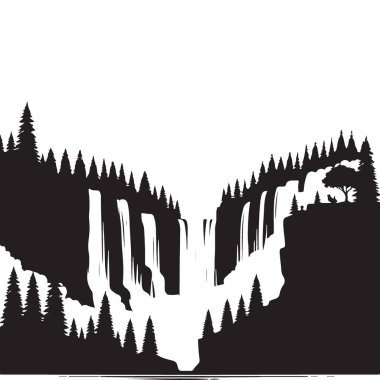 Sahne Şelalesi Vektör İllüstrasyon Doğa Manzarası Sanat Tasarımı