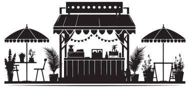 Charming Açık Pazar Stall İş Markası İllüstrasyonu