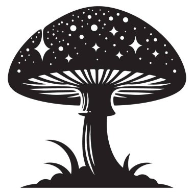 Yıldızlı ve Parlak Noktalı Sihirli Mantar Silueti ResimleriName