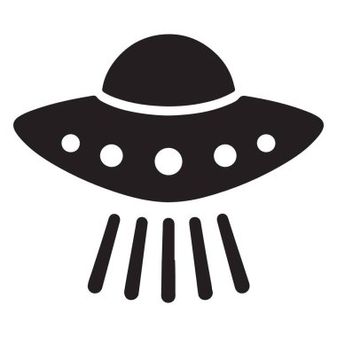 Siluet UFO uzay aracı uzay gemisi çizim sanatı izole edildi