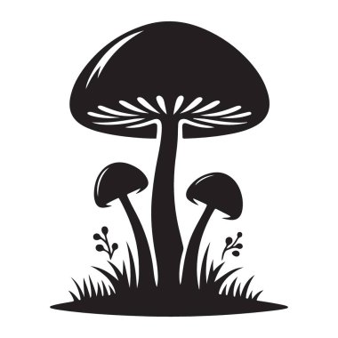 Tuhaf Mantar Yaması Doğa Aşıkları için Siluet Vektör Sanatı