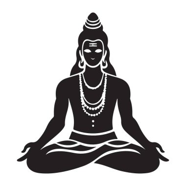 Padmasana Pozu 'nda Lord Shiva Meditasyon' un Detaylı Silueti