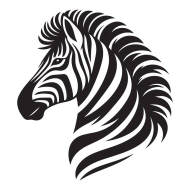 Çarpıcı Mane Kafa İllüstrasyon Vektör Tasarımı ile Zarif Zebra