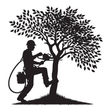 Ağaç budama Uzman Ağaç Kesme Uzmanı Vektör Sanatı