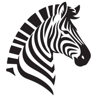 Klasik Zebra Baş Vektör İllüstrasyonu Siyah ve Beyaz Biçimli
